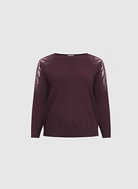 Mesh & Rhinestone Sleeve Sweater