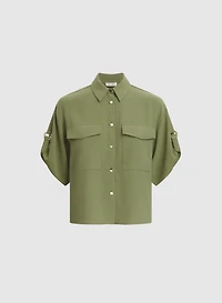 Short Sleeve Button-Down Blouse