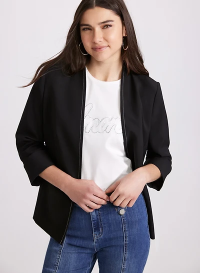 Open Twill Collarless Jacket