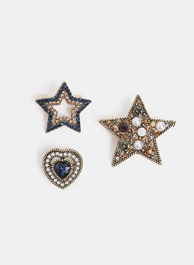 Ensemble de trois broches scintillantes