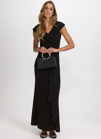 Jersey Waterfall Ruffle Dress