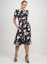 Robe midi à motif floral