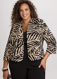 Veste sans col à motif feuilles