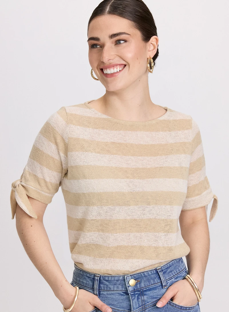 Pull rayé à manches courtes