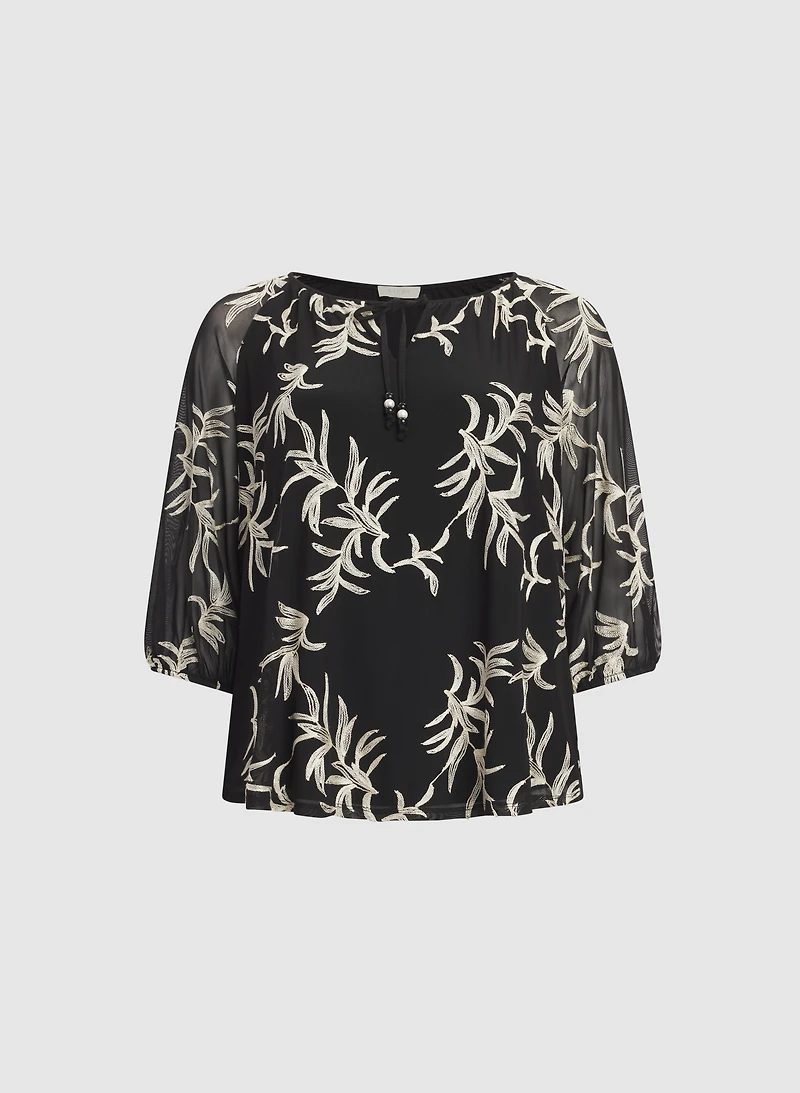 Leaf Embroidered Top