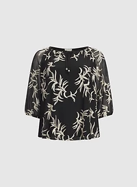 Leaf Embroidered Top
