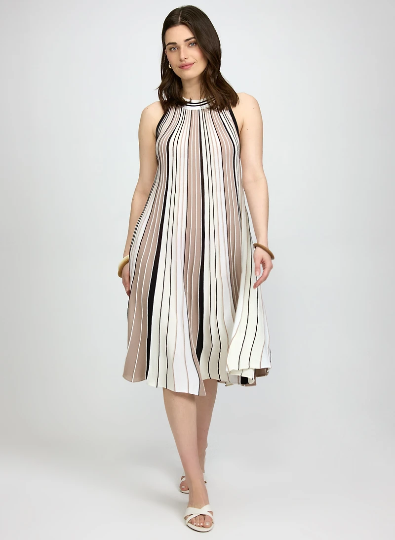 Robe rayée à col licou