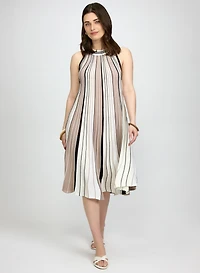 Robe rayée à col licou