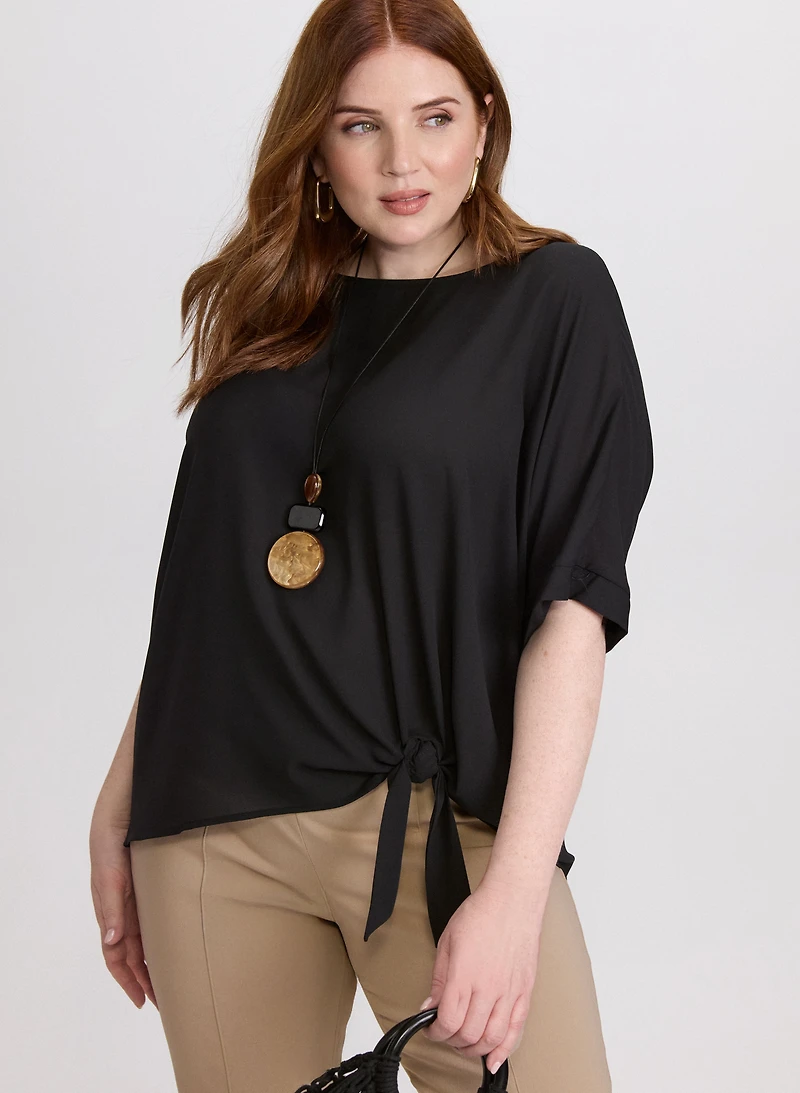 Blouse à ourlet noué en chiffon