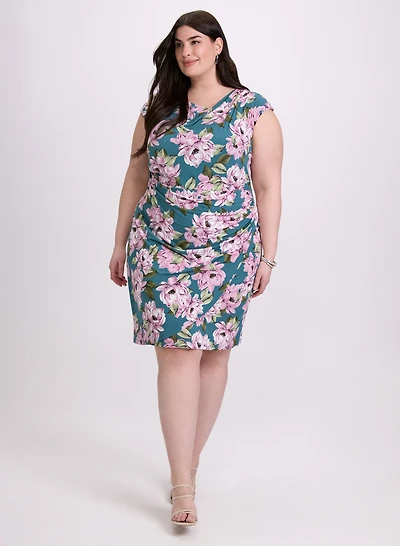 Robe florale à effet drapé