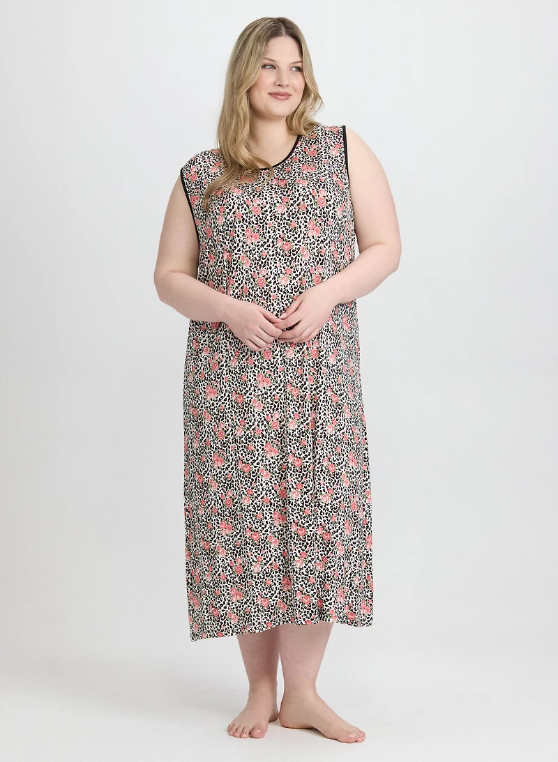 Robe de nuit à motif animal et floral