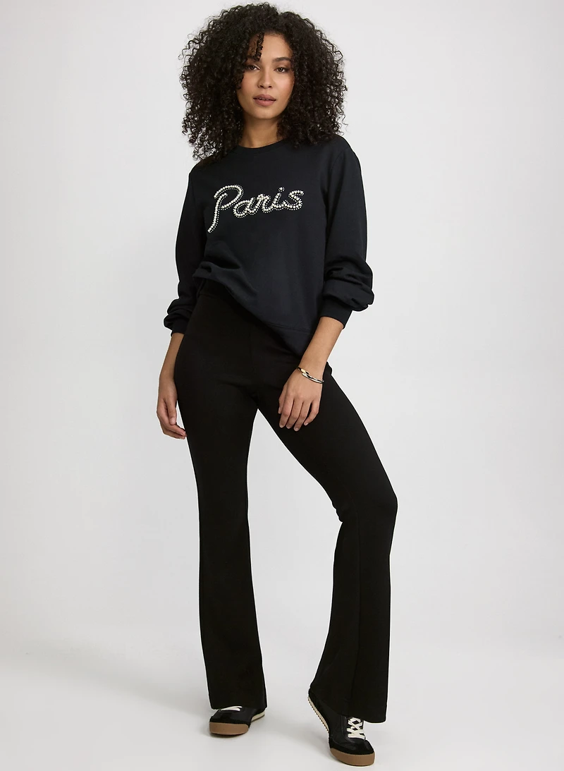 Paris Pearl Sweatshirt & Flare-Leg Scuba Pants