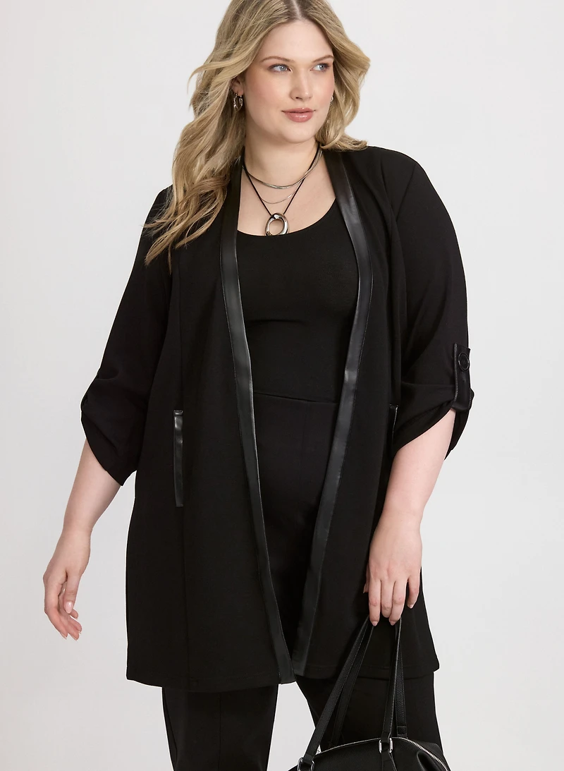 Vegan Leather Trim Open Top