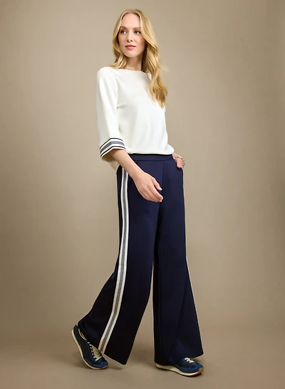 3/4 Sleeve Scuba Top & Pull-On Pants