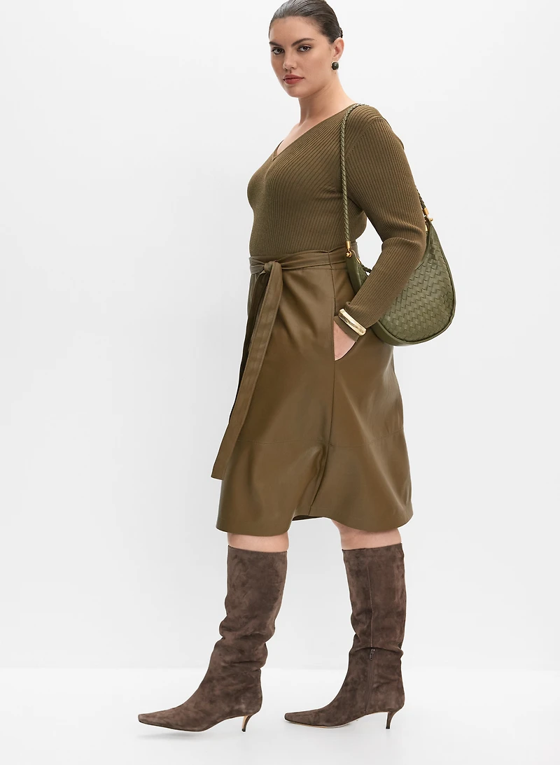 Robe en tricot et cuir végane
