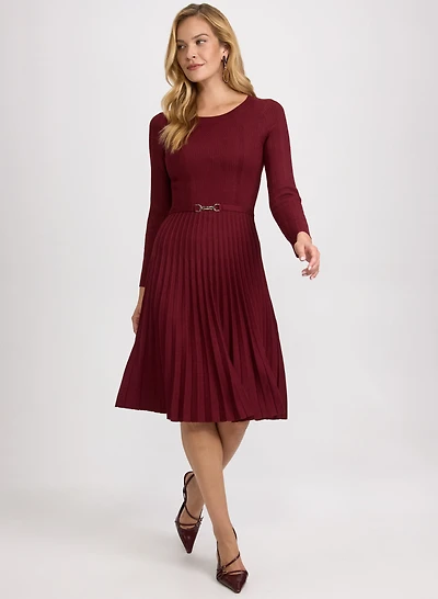 Pleated Knit Dress