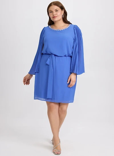 Embellished Cape Sleeve Dress