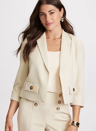 Blazer court en sergé de coton