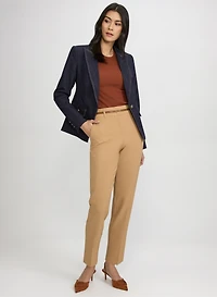 Peplum Denim Blazer & Emma Slim-Leg Pants