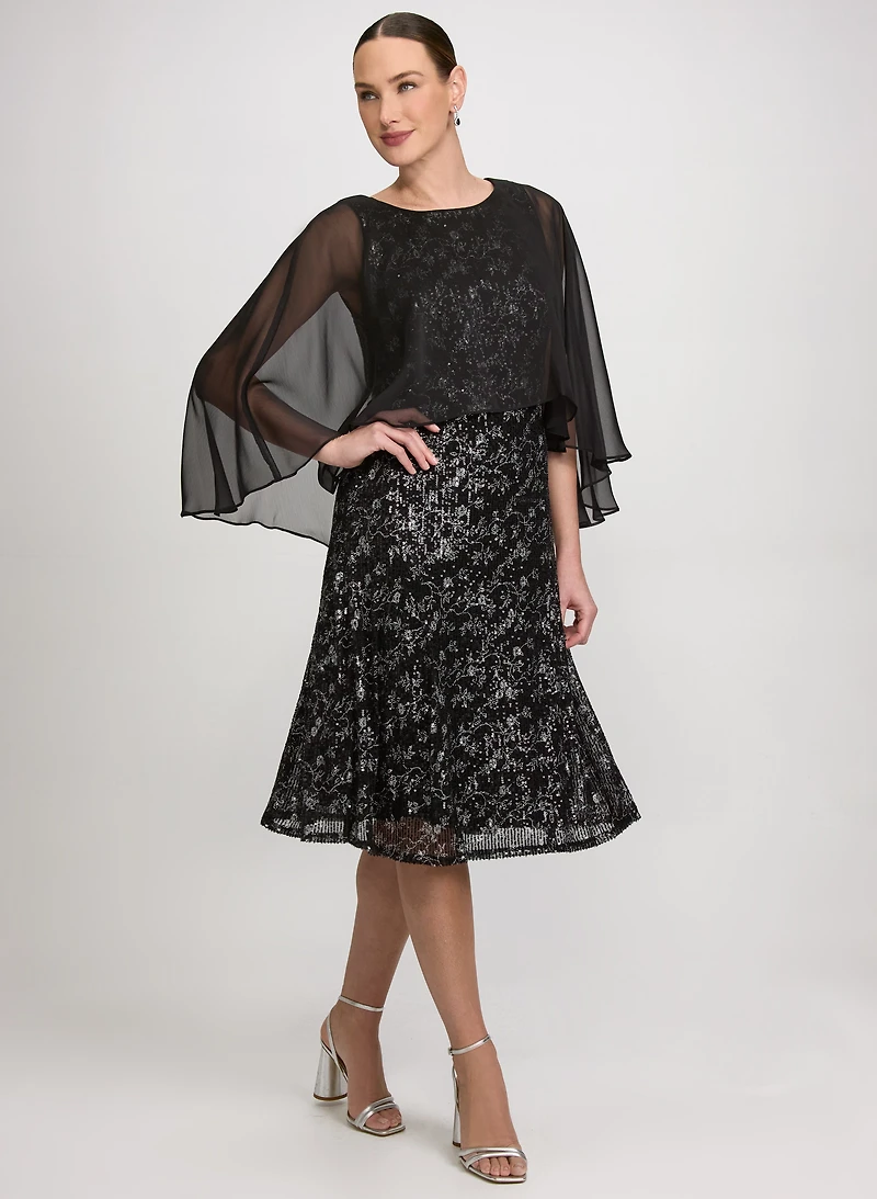 Robe midi à superposition en chiffon