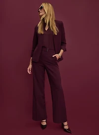 Twill 3/4 Sleeve Blazer & Olivia Bar Trim Wide-Leg Pants