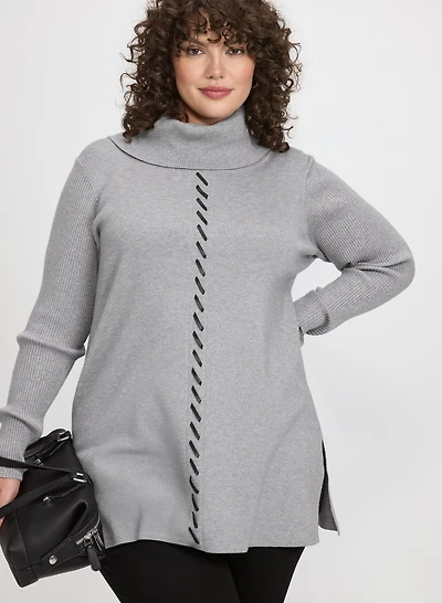Contrast Cowl Neck Sweater