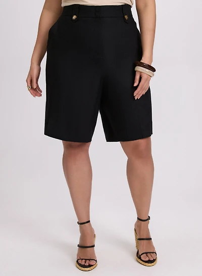 Stretch Linen-Blend Shorts