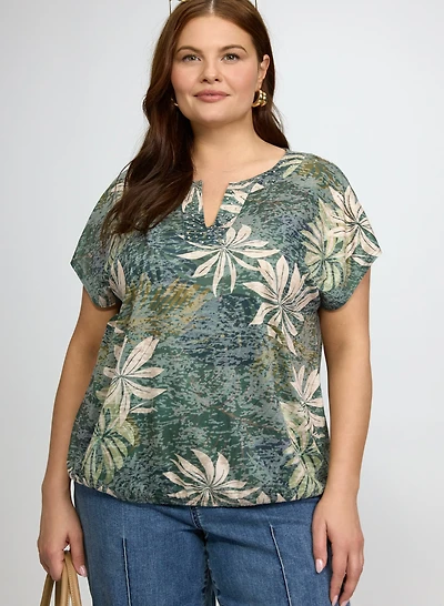 T-shirt à motif feuilles de palmier