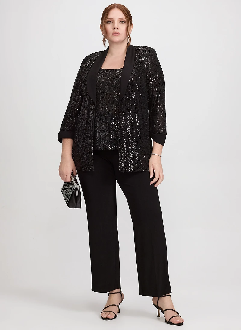 Sequined Jacket, Tops & Pants Set
