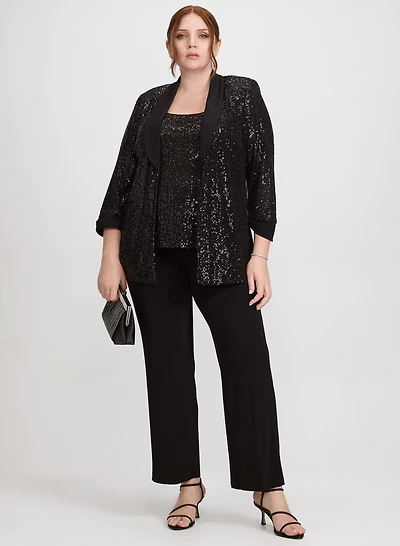 Sequined Jacket, Tops & Pants Set