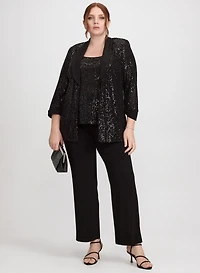 Sequined Jacket, Tops & Pants Set