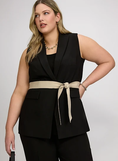 Veste sans manches ceinturée