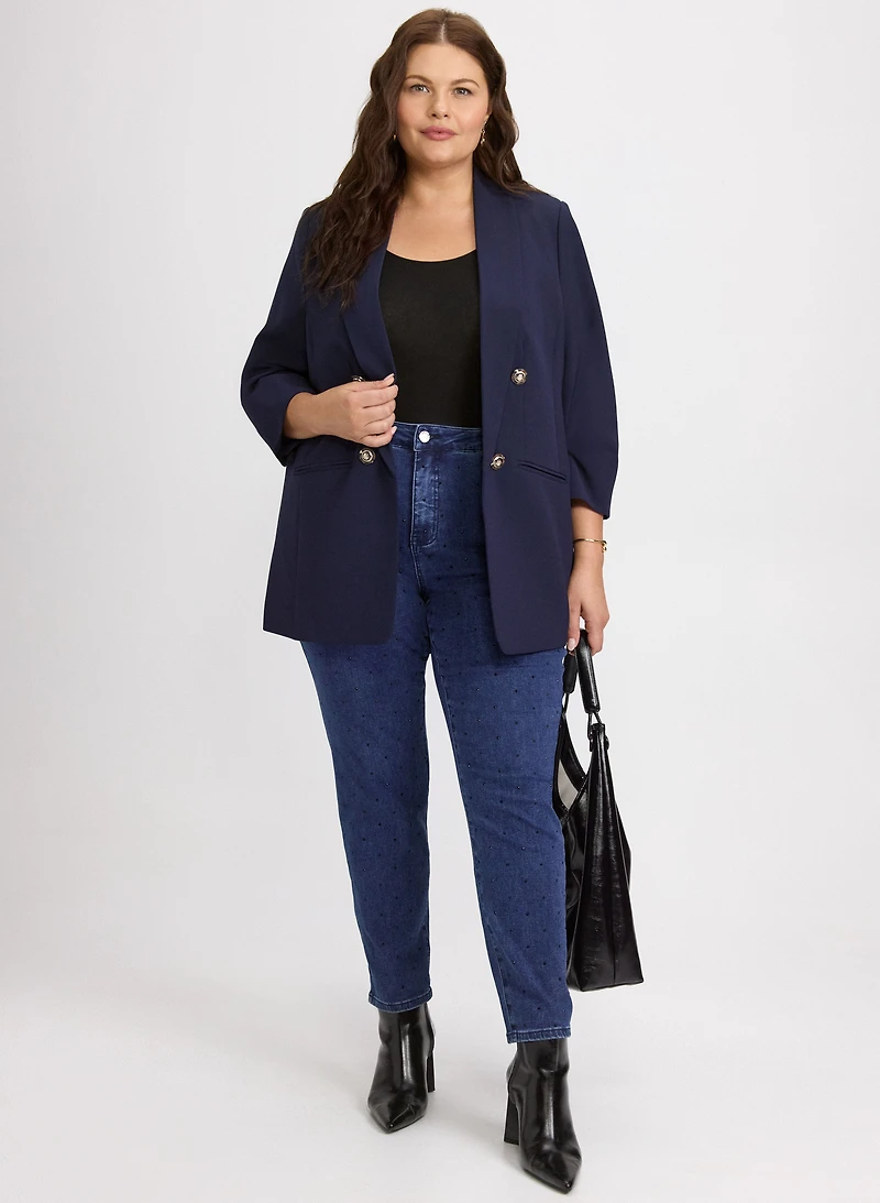Blazer à col châle et jean à jambe étroite