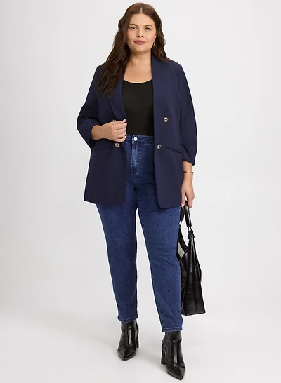 Blazer à col châle et jean à jambe étroite