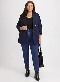 Shawl Collar Blazer & Tonal Stone Embellished Jeans