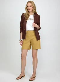 Shawl Collar Jacket & Loose-Fit Shorts