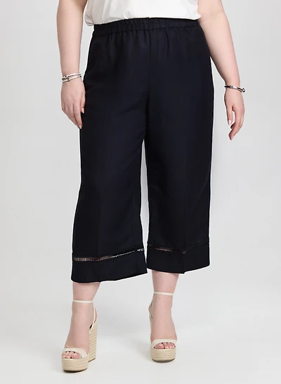 Wide Leg Linen-Blend Capris