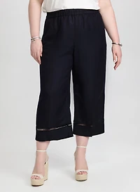 Wide Leg Linen-Blend Capris