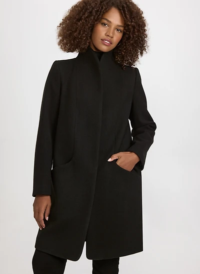 Funnel Neck Wool Coat