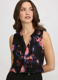 Blouse florale sans manches