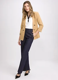 Veste à col cranté et pantalon à jambe large en denim