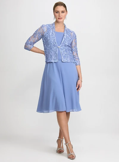 Soutache Jacket & Chiffon Dress Set