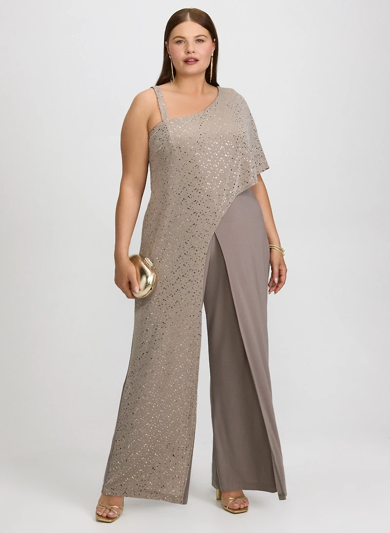 Metallic Capelet Jumpsuit