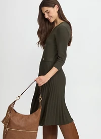 Pleated Fit & Flare Dress
