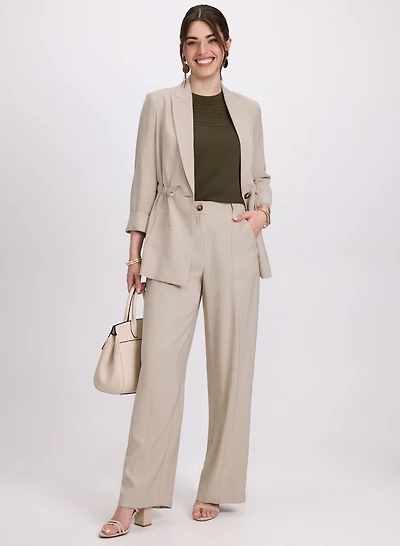 Single-Button Jacket & Olivia Wide-Leg Pants