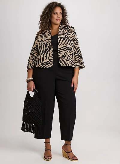 Leaf Print Jacket & Sofia Straight-Leg Pants