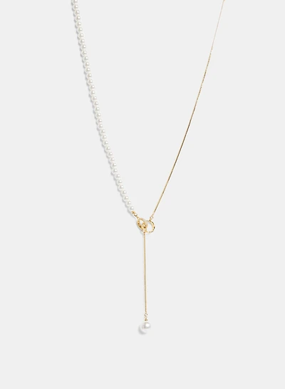 Collier en chaine serpent et rang de perles