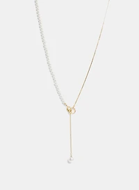 Collier en chaine serpent et rang de perles