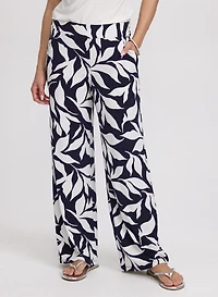 Pantalon Olivia large à motif feuilles