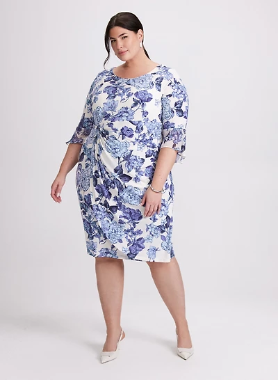 Robe florale à effet portefeuille